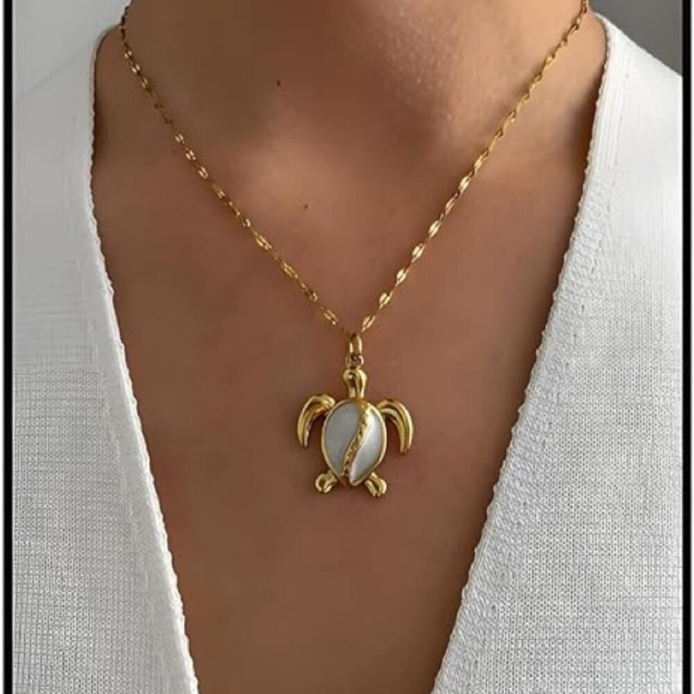 Gold Plated Nautilus Turtle Pendant Necklace